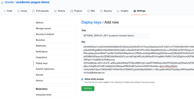Add SSH public key as new deploy key to host repository.